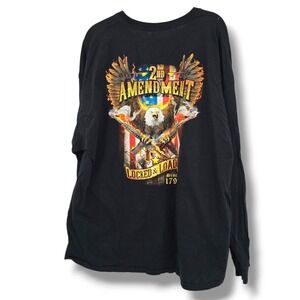 Gildan‎ 3XL Black Long Sleeve 2nd Amendment Eagle Guns Graphic T Shirt Mens